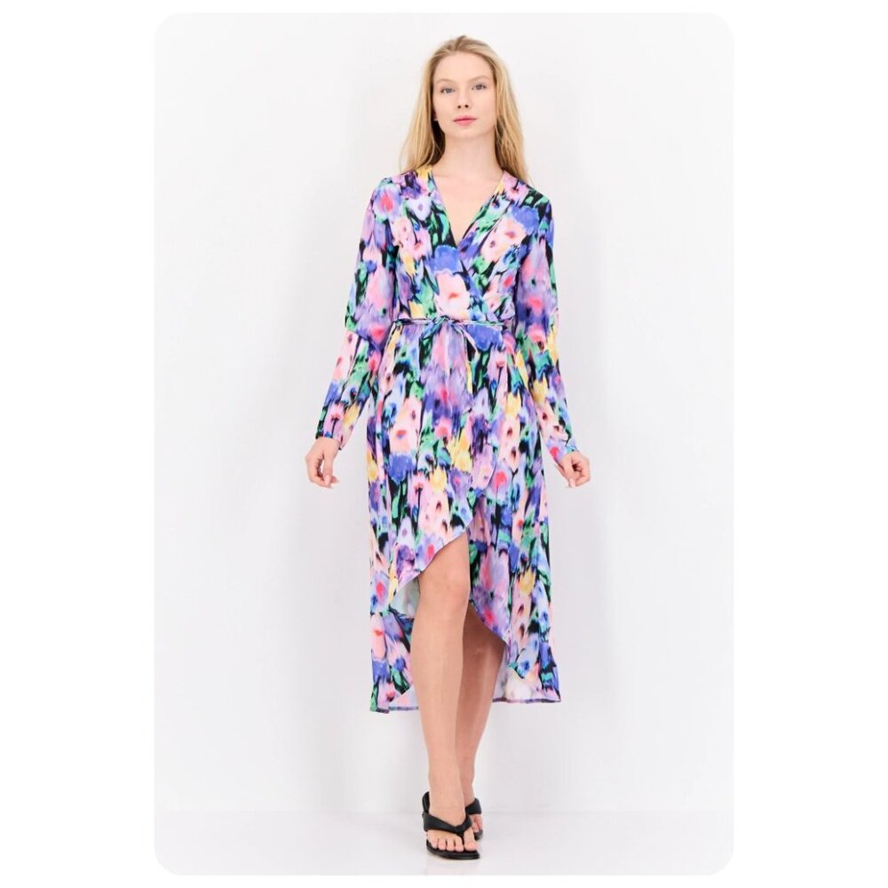 ! NWT Twisted Wunder London Multicolored Print Wrap Dress sz US 4